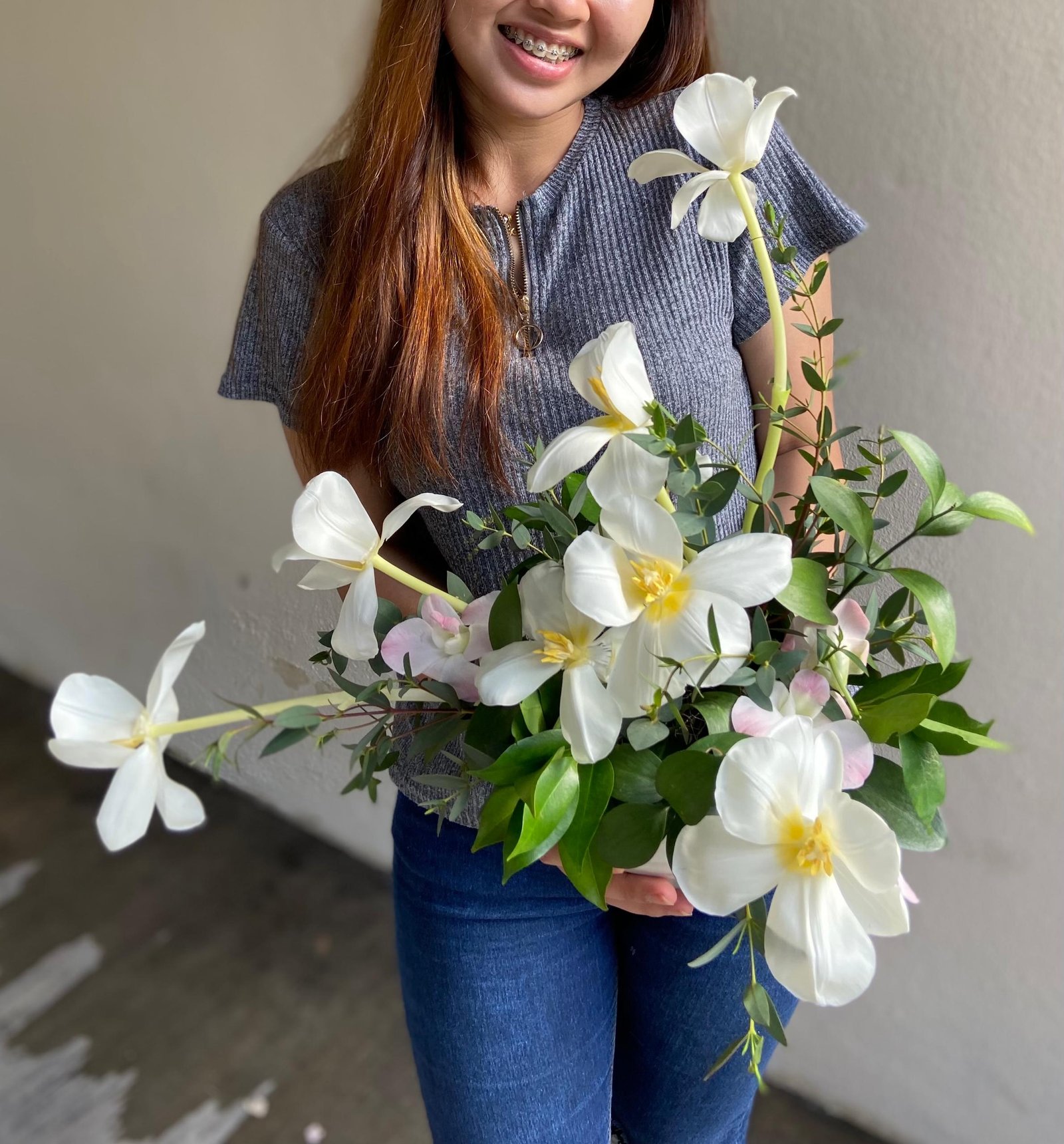 Fresh White Tulip Artistic Arrangement